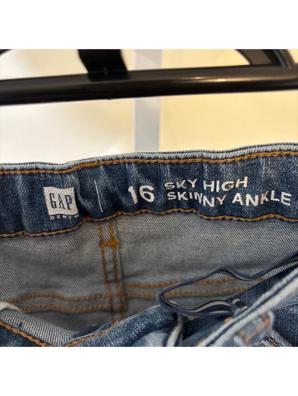 Gap Teen NWT Girls' Sky High Skinny Ankle Dark Wash Jeans Adjustable Waist 16 - Picture 4 of 10